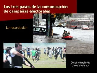 Los tres pasos de la comunicación de campañas electorales La recordación De las emociones no nos olvidamos 