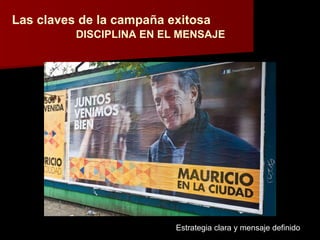 Las claves de la campaña exitosa DISCIPLINA EN EL MENSAJE Estrategia clara y mensaje definido 
