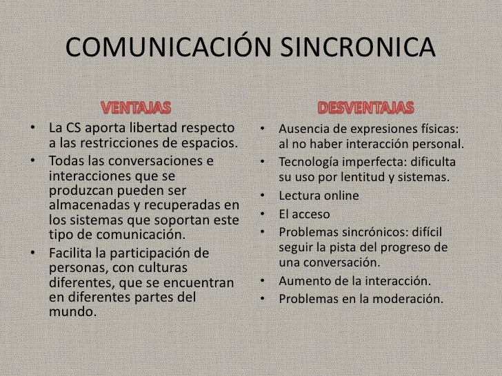 Comunicación sincronica y asincronica Comunicación sincronica y asincronica