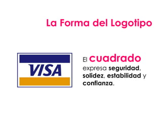 El cuadrado
expresa seguridad,
solidez, estabilidad y
confianza.
La Forma del Logotipo
 
