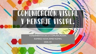 COMUNICACIÓN VISUAL
Y MENSAJE VISUAL.
FUNDAMENTOS DE LA COMUNICACIÓN.
RAMIREZ NOVA AIMEEYAZMIN.
DDA-101
 