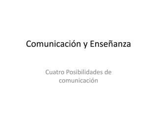 Comunicación y Enseñanza

    Cuatro Posibilidades de
        comunicación
 