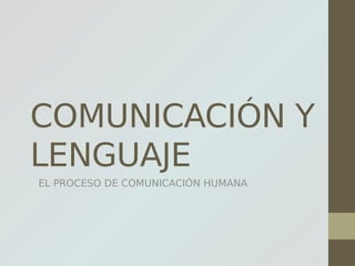 COMUNICACIÓN Y
LENGUAJE
EL PROCESO DE COMUNICACIÓN HUMANA
 