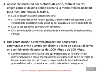 8.5 Modos de ConmutaciónLa conmutación es una compensación entre la latencia y la confiabilidad. Los métodos de conmutación son:Método de corte.Método de almacenamiento y envío.Modo libre de fragmentos.14