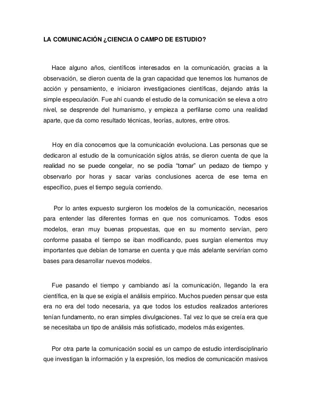 Comunicacion ciencia o campo de estudio