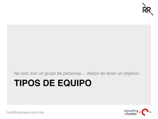 TIPOS DE EQUIPO
No solo son un grupo de personas… deben de tener un objetivo.
 