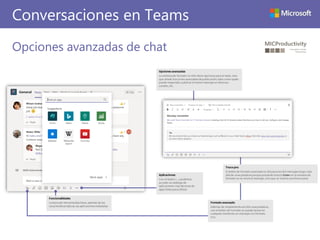 Conversaciones en Teams
Opciones avanzadas de chat
 