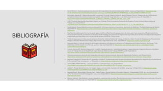 BIBLIOGRAFÍA
1. Social IN de la S. Guía de ayuda parala valoracióndel riesgo laboral duranteel embarazo3ª edición. 2020;113. Disponibleen: https://www.seg-
social.es/wps/wcm/connect/wss/e91e61c5-7559-4ce9-9440-a4bfe80e1df2/RIESGO+EMBARAZO_on-line.pdf?MOD=AJPERES&CVID
2. Hernández-AguilarM-T,Martin MoralesJM, Lozanode la TorreJM, Lasarte-VelillasJJ, MartínCalamaJ, Paricio-TalayeroJM, et al. Información
complementariaaldocumentoorientacionesparala valoracióndel riesgo laboraldurante la lactancianatural.2010;1–8.Disponibleen:
https://www.aeped.es/sites/default/files/LM_Y_RIESGO_LABORAL_COMITE_LM_AEP_2010_1.pdf
3. INSHT: Instituto Nacionalde Seguridade Higiene en el trabajo.Directricesparala Evaluaciónde Riesgos y Protecciónde la Maternidaden el
Trabajo.2011.Disponibleen :
http://www.insht.es/InshtWeb/Contenidos/Instituto/Noticias/Noticias_INSHT/2011/ficheros/2011_11_23_DIR_MATER.pdf
4. Salud Laboral.Riesgo laboralduranteel embarazo(2): informarsesiempre es importante.Asociaciónde Médicos y TituladosSuperioresde Madrid.
Disponibleen: https://corporativa.amyts.es/noticias/noticia/?slug=salud-laboral-riesgo-laboral-durante-el-embarazo-2-informarse-siempre-es-
importante
5. Real Decreto298/2009de 6 de marzo,por el que se modifica el Real Decreto39/1997, de 17 de enero, por el que se apruebael Reglamento de los
Serviciosde Prevención,en relacióncon la aplicaciónde medidas parapromoverla mejora de la seguridad y de la salud en el trabajode la trabajadora
embarazada,quehaya dado a luz o en periodo de lactancia( BOE de 7 marzo 2009).
6. Tabla de riesgos parael embarazoy la lactancia(Anexo III). Instituto Sindicalde Trabajo,Ambiente y Salud. FundaciónEstatalparala Prevenciónde
Riesgos Laborales.Ministeriode Trabajo,Migracionesy SeguridadSocial. 2009.Disponible en: http://istas.net/descargas/SEGO.pdf
7. MaquedaBlascoJ. Guía de Valoraciónde Riesgos Laboralesen el Embarazoy Lactanciaen Trabajadorasdel Ámbito Sanitario.Med. segur.Trab.
[Internet]. 2008 Dic[citado 2022 Feb 24] ; 54( 213 ): 105-105.Disponible en: http://scielo.isciii.es/scielo.php?script=sci_arttext&pid=S0465-
546X2008000400012&lng=es.
8. Vicente-HerreroMT, Ramírez Iñiguez de la TorreMV, CapdevilaGarcíaL. Saludlaboral y género: riesgos laborales.Especialreferenciaa fertilidad.
Grupode TrabajoAsociaciónEspañolade Especialistasen Medicinadel Trabajo(AEEMT); 2018. Disponibleen:
http://www.aeemt.com/web/2018/05/07/documento-salud-laboral-y-genero-maternidad/
9. Orientacionesparalavaloracióndel riesgo laboraldurantela lactancianatural.AsociaciónEspañolade Pediatría.2008.Disponibleen:
https://www.aeped.es/comite-nutricion-y-lactancia-materna/lactancia-materna/documentos/orientaciones-valoracion-riesgo-laboral
10. MartínezCastellónN, SánchezRuíz P, FernándezOrdóñezE. Problemas de saludduranteel embarazoderivados de los riesgos de la actividadlaboral.
Enfermeríadel Trab. 2017;7(4):117–22. Disponibleen: https://dialnet.unirioja.es/servlet/articulo?codigo=6279147
11. Gómez MDS. INSHT NTP 664: Lactanciamaternay vueltaal trabajo.2005.Disponibleen:
https://www.insst.es/documents/94886/326775/ntp_664.pdf/e2a0a079-1f4d-4c39-a95c-5c8770017057
12. LaboralS. Riesgo laboral duranteel embarazo :Laprevenciónexiste ; la proteccióntambién. 2014;I:132–6.Disponibleen: https://amyts.es/wp-
content/uploads/2015/07/RMM012red-riesgo-embarazo-SL.pdf
13. Negredo Rojo E, BravoAdán R, BarreuFauC, Castro Pueyo J, GraciaCasinosN, GonzálezCabeza L. EmbarazadasCOVID-19 + en el momento del
parto. RevistaSanitariade Investigación.2021; 2 (11). Disponibleen: https://revistasanitariadeinvestigacion.com/embarazadas-covid-19-en-el-
momento-del-parto/
14. MorenoSolanaA. Saludlaboraly mujer trabajadora:cuestionesmás recientes.Revista InternacionalyComparadade Relaciones Laboralesy Derecho
del Empleo. 2018;6(4):149-170.Disponibleen: http://ejcls.adapt.it/index.php/rlde_adapt/issue/archive
 