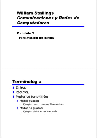 6LPpWULFRRDVLPpWULFR 
z 6LPpWULFR 
y /DFRPXQLFDFLyQVHUHDOL]DDWUDYpVGHHQWLGDGHV 
SDUHV 
z $VLPpWULFR 
y OLHQWHVHUYLGRU 
(VWiQGDURQRHVWiQGDU 
z 8QSURWRFRORQRHVWiQGDUHVDTXHOTXHVH 
GLVHxDVHLPSOHPHQWDSDUDXQDFRPXQLFDFLyQ 
SDUWLFXODU 
z . WLSRVGLIHUHQWHVGHIXHQWHVFRQ/ WLSRVGH 
UHFHSWRUHVGHLQIRUPDFLyQQHFHVLWDQ .
/ 
SURWRFRORVGLIHUHQWHV
.
/ LPSOHPHQWDFLRQHV 
GLIHUHQWHV 
z 6LVHXVDVHXQSURWRFRORFRP~QVHQHFHVLWDUtDQ 
WDQVyOR. / LPSOHPHQWDFLRQHV 
 