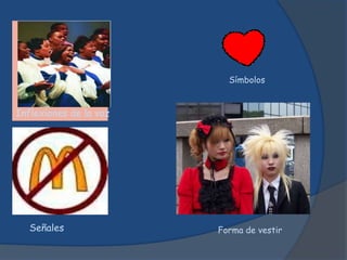 Inflexiones de la voz
Señales
Símbolos
Forma de vestir
 