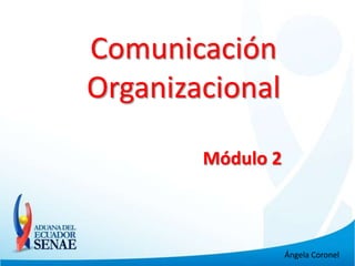Comunicación
Organizacional

        Módulo 2



                   Ángela Coronel
 