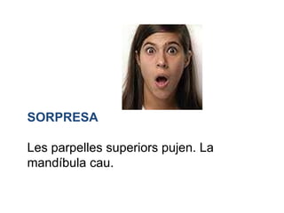 SORPRESA Les parpelles superiors pujen. La mandíbula cau.  