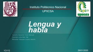 Lengua y
habla
Instituto Politécnico Nacional
UPIICSA
29/01/20201CV12
 