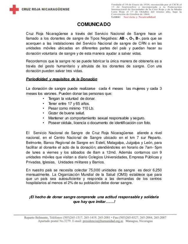 Comunicado - solicitud de donantes tipos negativos