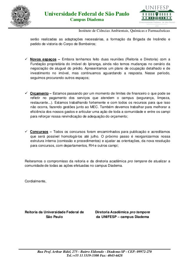 Comunicado da diretoria acadêmica pró tempore (09/04/2014)