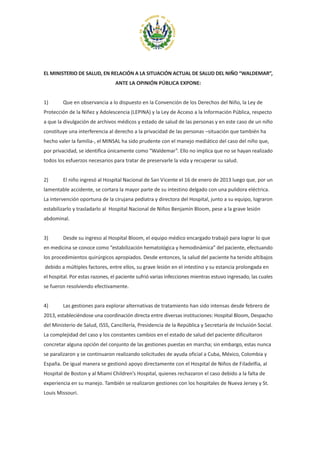 Comunicado caso waldemar 11 julio 2013