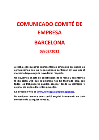 Comunicado comité 3 2-2012