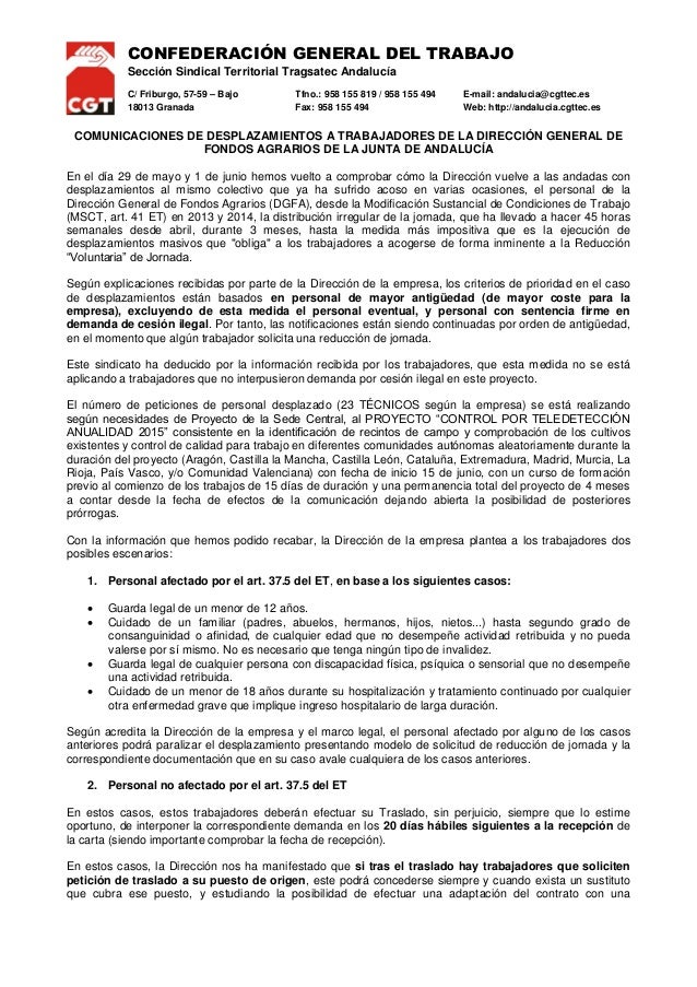 Comunicaciones De Desplazamientos A Trabajadores De La Direccion Gene