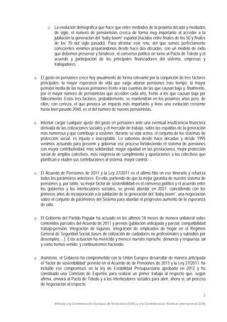 Afiliada a la Confederación Europea de Sindicatos [CES] y a la Confederación Sindical internacional [CSI]
2
o La evolución...