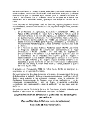 hecho la transferencia correspondiente, este presupuesto únicamente cubre el
funcionamiento de cuatro CAIMUS de los trece ...