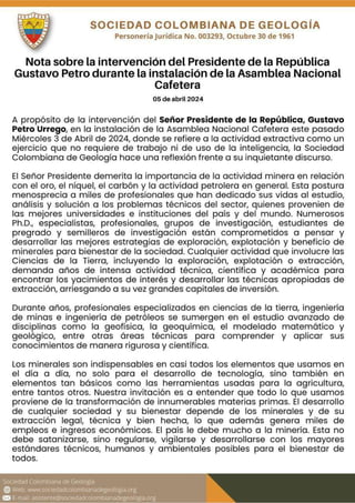 Comunicado de la Sociedad Colombiana de Geología