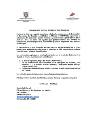 Comunicado Oficial Consulado Ecuador