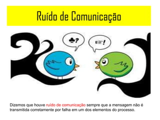 Ruído de Comunicação




Dizemos que houve ruído de comunicação sempre que a mensagem não é
transmitida corretamente por falha em um dos elementos do processo.
 