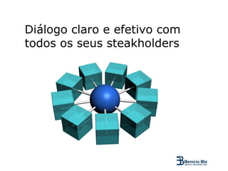 Diálogo claro e efetivo com
todos os seus steakholders
 