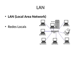 LAN
• LAN (Local Area Network)
• Redes Locais
 