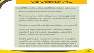 CANAIS DA COMUNICAÇÃO INTERNA
 