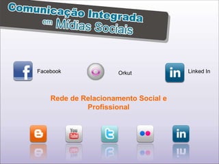 Facebook Orkut Rede de Relacionamento Social e Profissional Linked In 
