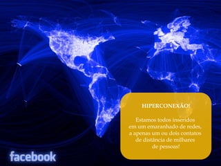 HIPERCONEXÃO!

   Estamos todos inseridos
em um emaranhado de redes,
a apenas um ou dois contatos
   de distância de milhares
          de pessoas!
 