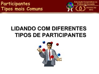 Participantes
Tipos mais Comuns



    LIDANDO COM DIFERENTES
     TIPOS DE PARTICIPANTES
 