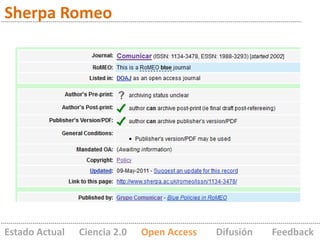 Sherpa Romeo




Estado Actual   Ciencia 2.0   Open Access   Difusión   Feedback
 