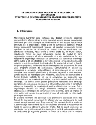 Comunicare In Afaceri