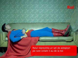 Rol




Rolul reprezinta un set de asteptari
pe care ceilalti il au de la noi
 