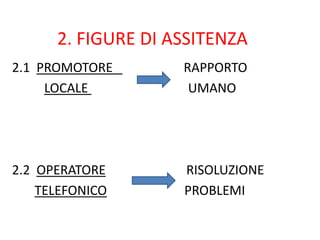 2. FIGURE DI ASSITENZA
2.1 PROMOTORE RAPPORTO
LOCALE UMANO
2.2 OPERATORE RISOLUZIONE
TELEFONICO PROBLEMI
 