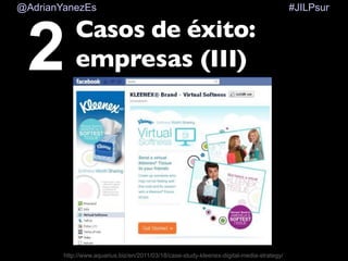 @AdrianYanezEs

2

Casos de éxito:
empresas (III)

http://www.aquarius.biz/en/2011/03/18/case-study-kleenex-digital-media-...