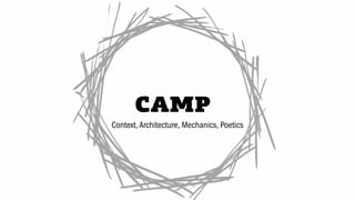 CAMP
Context,Architecture, Mechanics, Poetics
 