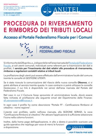 Procedura di riversamento e rimborso dei tributi locali | PDF