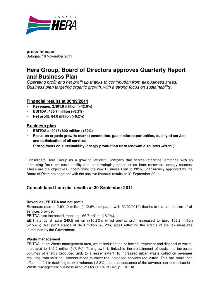 quarterly business report