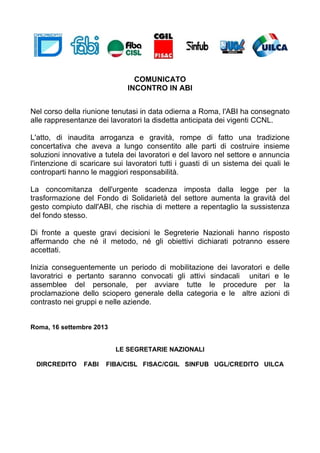 Bancari senza contratto - Abi disdetta il CCNL.