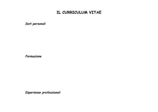 IL CURRICULUM VITAEIL CURRICULUM VITAE
Dati personali
FormazioneFormazione
Esperienze professionaliEsperienze professionali
 