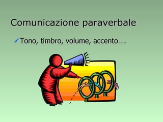 Comunicazione paraverbale Tono, timbro, volume, accento…. 