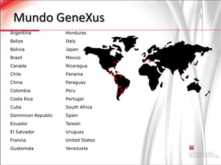 Mundo GeneXusHondurasItalyJapanMexicoNicaraguaPanamaParaguayPeruPortugalSouth AfricaSpainTaiwanUruguayUnited StatesVenezuelaArgentinaBelizeBoliviaBrazilCanadaChileChinaColombiaCosta RicaCubaDominican RepublicEcuadorEl SalvadorFranciaGuatemala
