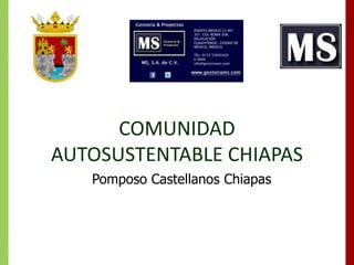 COMUNIDAD
AUTOSUSTENTABLE CHIAPAS
Pomposo Castellanos Chiapas

 