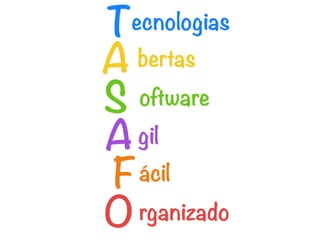 T ecnologias
A bertas

S oftware

A gil

F ácil

O rganizado
 