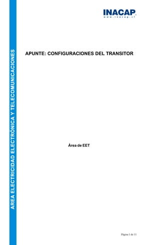 Página 1 de 11
APUNTE: CONFIGURACIONES DEL TRANSITOR
Área de EET
 