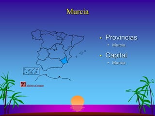 Murcia


                          •   Provincias
                              • Murcia

                          •   Capital
                              • Murcia




Volver al mapa
 