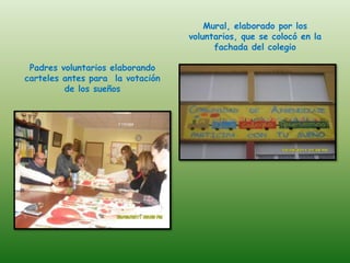 Mural, elaborado por los
                                  voluntarios, que se colocó en la
                                        fachada del colegio

 Padres voluntarios elaborando
carteles antes para la votación
         de los sueños
 